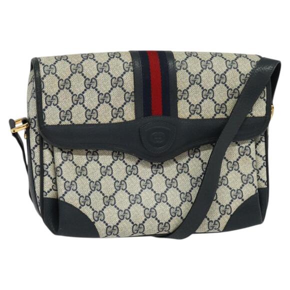 GUCCI GG Supreme Sherry Line Shoulder Bag Pvc Navy Gold 001 116 001 116 - Picture 1 of 16